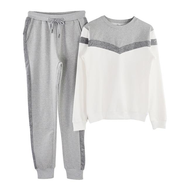 MVGIRLRU Stylish Women's Suits spring sports suit colorblock cut pullover tops and pants 2 piece female outfits tracksuits