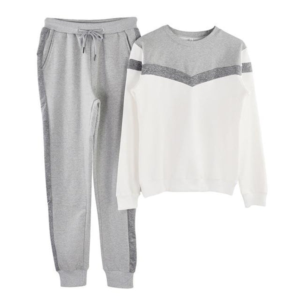 MVGIRLRU Stylish Women's Suits spring sports suit colorblock cut pullover tops and pants 2 piece female outfits tracksuits