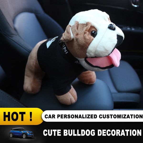 New For mini cooper bulldog Fashion Cool decoration lovely Bulldog Style Plush cotton Toy Mini Cooper Car Interior Accessories