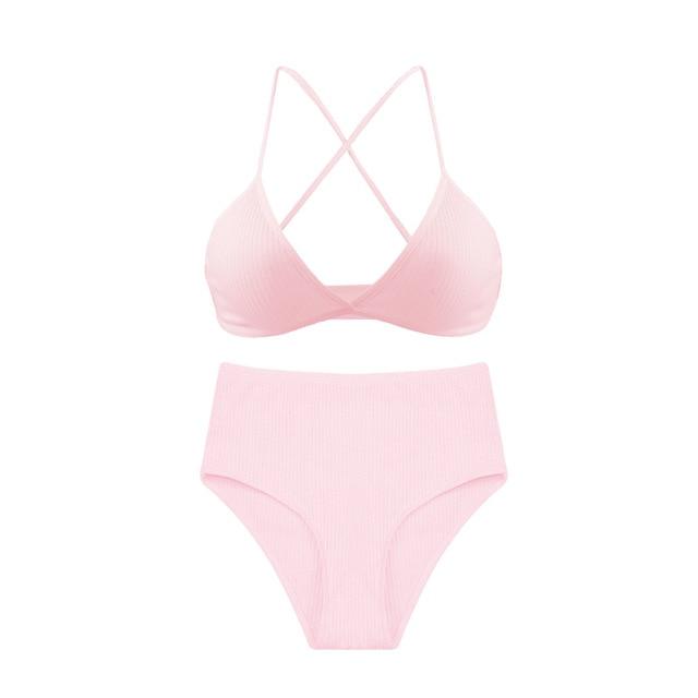 De Monarchia Sexy Women Bra Ribbed Plunge Underwear Wireless Crisscross Back V Neck Bras Comfort Lady's Cotton Bralette
