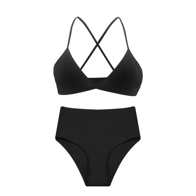 De Monarchia Sexy Women Bra Ribbed Plunge Underwear Wireless Crisscross Back V Neck Bras Comfort Lady's Cotton Bralette