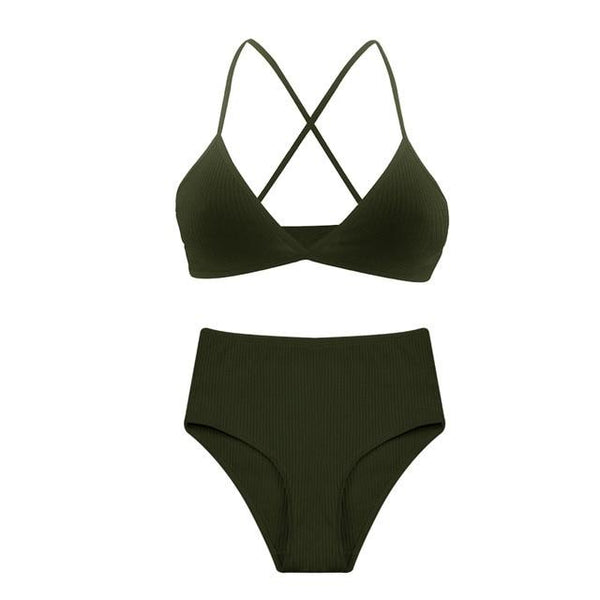 De Monarchia Sexy Women Bra Ribbed Plunge Underwear Wireless Crisscross Back V Neck Bras Comfort Lady's Cotton Bralette