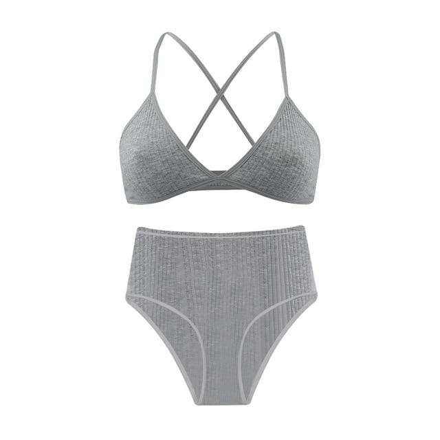 De Monarchia Sexy Women Bra Ribbed Plunge Underwear Wireless Crisscross Back V Neck Bras Comfort Lady's Cotton Bralette