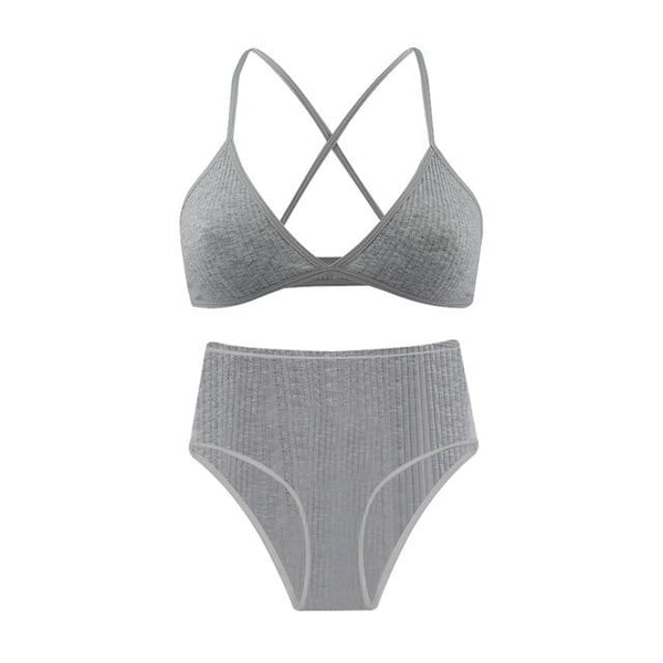 De Monarchia Sexy Women Bra Ribbed Plunge Underwear Wireless Crisscross Back V Neck Bras Comfort Lady's Cotton Bralette