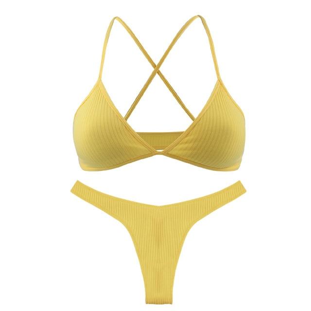 De Monarchia Sexy Women Bra Ribbed Plunge Underwear Wireless Crisscross Back V Neck Bras Comfort Lady's Cotton Bralette