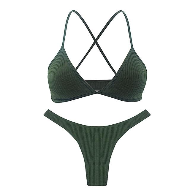 De Monarchia Sexy Women Bra Ribbed Plunge Underwear Wireless Crisscross Back V Neck Bras Comfort Lady's Cotton Bralette