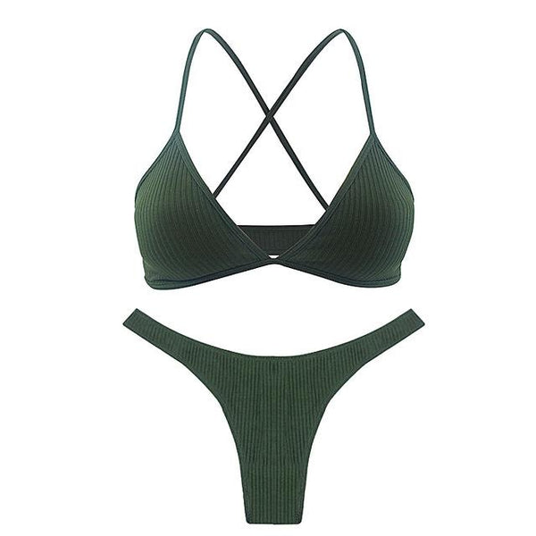 De Monarchia Sexy Women Bra Ribbed Plunge Underwear Wireless Crisscross Back V Neck Bras Comfort Lady's Cotton Bralette