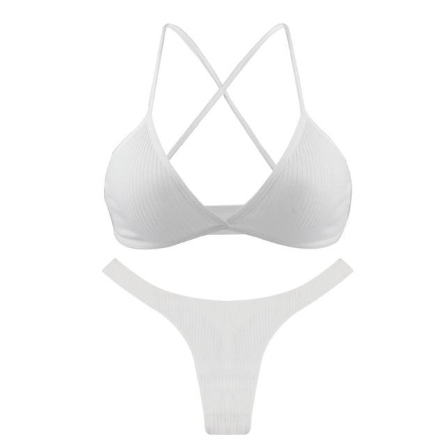 De Monarchia Sexy Women Bra Ribbed Plunge Underwear Wireless Crisscross Back V Neck Bras Comfort Lady's Cotton Bralette