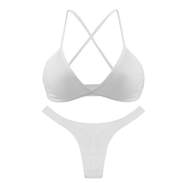 De Monarchia Sexy Women Bra Ribbed Plunge Underwear Wireless Crisscross Back V Neck Bras Comfort Lady's Cotton Bralette