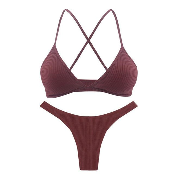 De Monarchia Sexy Women Bra Ribbed Plunge Underwear Wireless Crisscross Back V Neck Bras Comfort Lady's Cotton Bralette