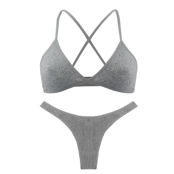 De Monarchia Sexy Women Bra Ribbed Plunge Underwear Wireless Crisscross Back V Neck Bras Comfort Lady's Cotton Bralette