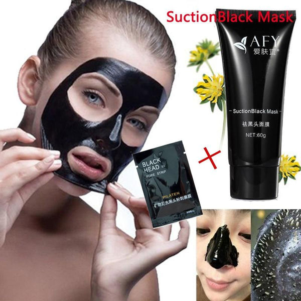 1 Bottle AFY +1 Pack Pilaten Mask Deep Cleansing Purifying Peel Off Black Mud Facail Face Mask Remove Blackhead Facial Mask