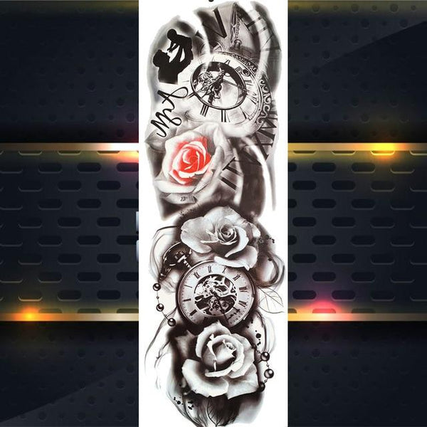 Sexy Wolf Full Flower Arm Temporary Tattoo Stickers For Men Body Art Sleeve Tattoo Decals Girl Women Waterproof Tatoo Fox Legs