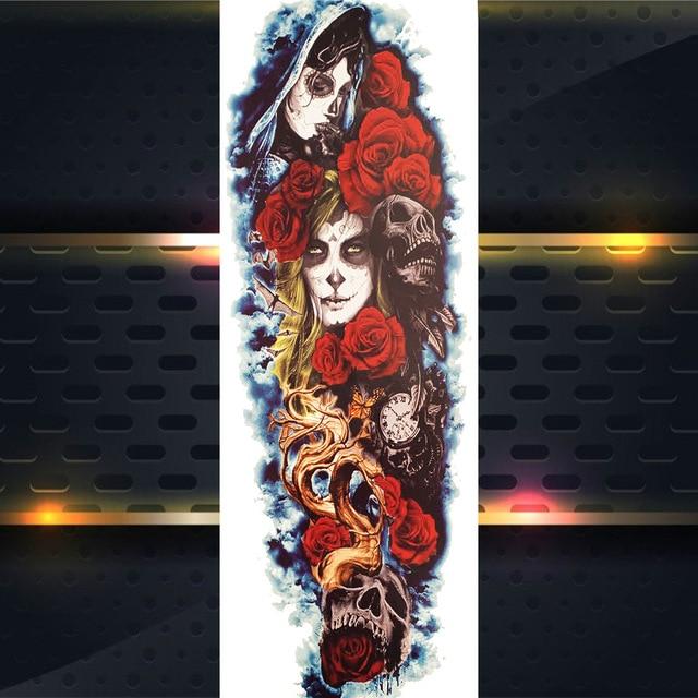 Sexy Wolf Full Flower Arm Temporary Tattoo Stickers For Men Body Art Sleeve Tattoo Decals Girl Women Waterproof Tatoo Fox Legs