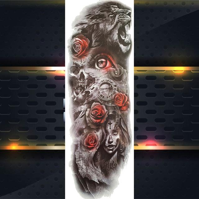 Sexy Wolf Full Flower Arm Temporary Tattoo Stickers For Men Body Art Sleeve Tattoo Decals Girl Women Waterproof Tatoo Fox Legs