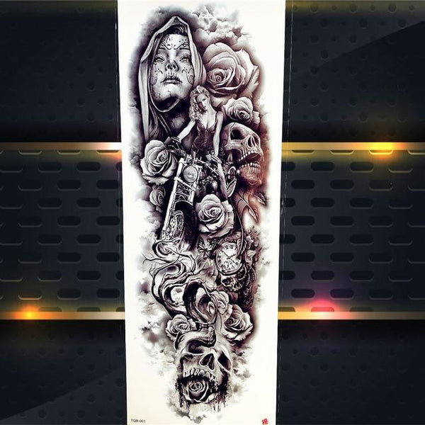 Sexy Wolf Full Flower Arm Temporary Tattoo Stickers For Men Body Art Sleeve Tattoo Decals Girl Women Waterproof Tatoo Fox Legs