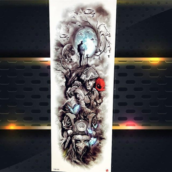 Sexy Wolf Full Flower Arm Temporary Tattoo Stickers For Men Body Art Sleeve Tattoo Decals Girl Women Waterproof Tatoo Fox Legs