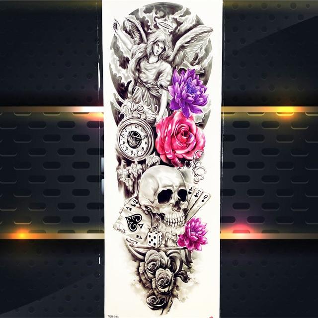 Sexy Wolf Full Flower Arm Temporary Tattoo Stickers For Men Body Art Sleeve Tattoo Decals Girl Women Waterproof Tatoo Fox Legs