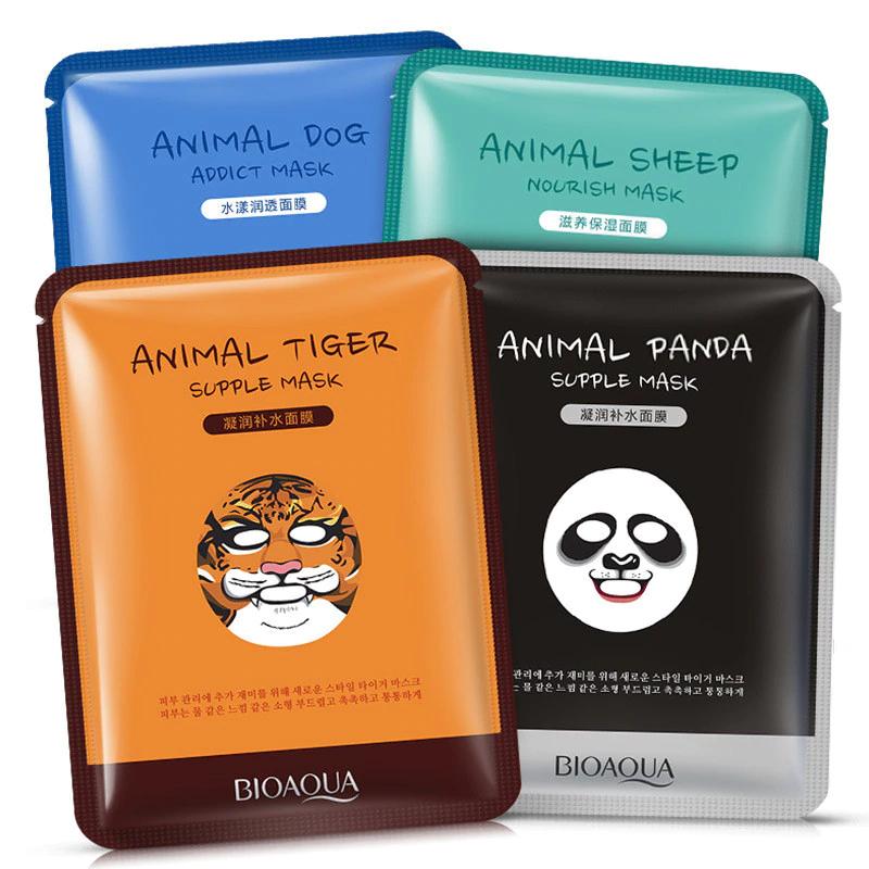 BIOAQUA 1 pcs Face Skin Care Moisturizer Masks Sheep/Panda/Dog/Tiger Facial Mask Extract Whitening Cute Animal  Face Masks