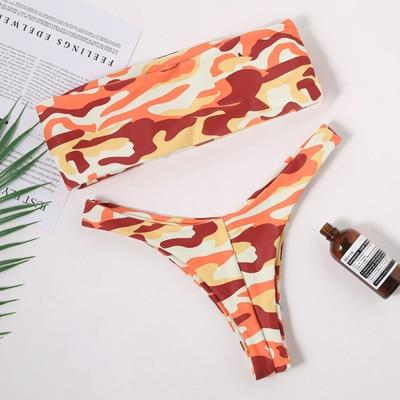 Sexy Bandeau Bikini 2019 Women Bikini Set Print Swimwear Somen Bathing Suit Push Up Female Swimsuit Swimming Beach Wear