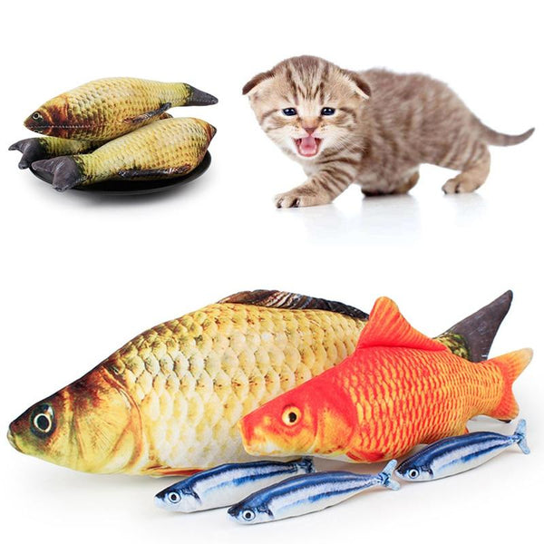 200mm Funny Lifelike Fish Shape Simulation Pet Cat Flannel Playing Toy Fish Shape Pillow Creative Pet Toy