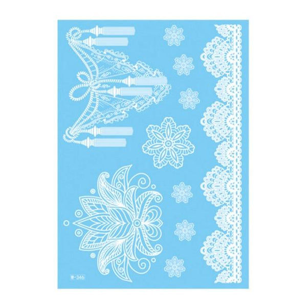 Lace Tattoo Sticker White Lace Necklace Flower Left Temporary Tattoo Sticker Body Art Paint Waterproof For Wedding