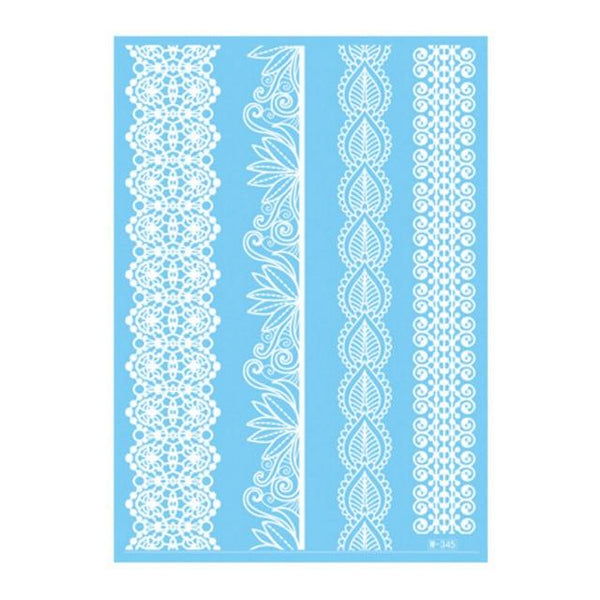 Lace Tattoo Sticker White Lace Necklace Flower Left Temporary Tattoo Sticker Body Art Paint Waterproof For Wedding