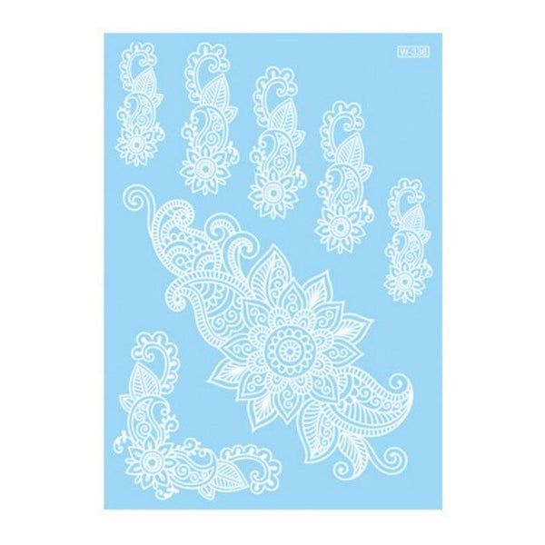 Lace Tattoo Sticker White Lace Necklace Flower Left Temporary Tattoo Sticker Body Art Paint Waterproof For Wedding