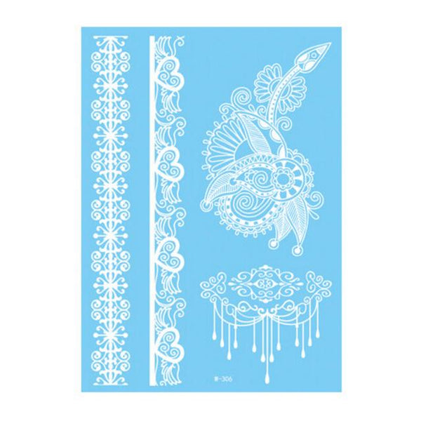 Lace Tattoo Sticker White Lace Necklace Flower Left Temporary Tattoo Sticker Body Art Paint Waterproof For Wedding
