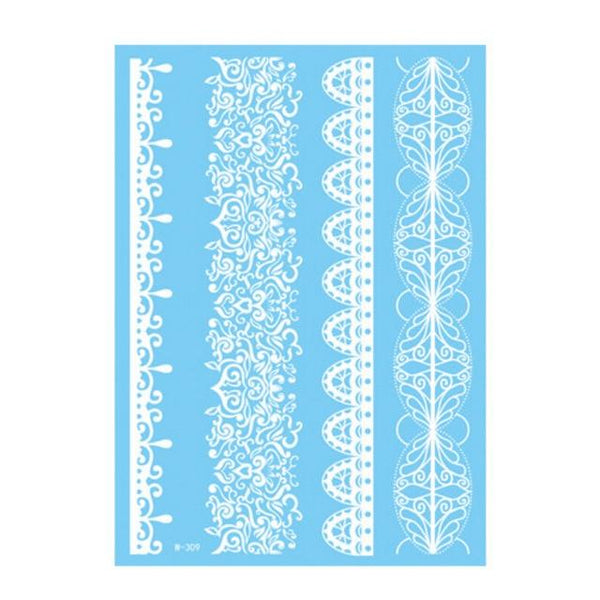 Lace Tattoo Sticker White Lace Necklace Flower Left Temporary Tattoo Sticker Body Art Paint Waterproof For Wedding