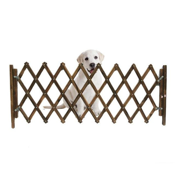 Carbonized Pet Gate Dog Fence Retractable Folding Cat Pet Dog Barrier Wooden Safety Gate Expanding Swing Puppy Stretchable Fence