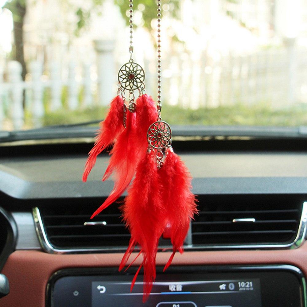 Car Pendant Accessories Hand-woven Pendant Feather Dream Catcher Interior Decoration Pendant Style Home Wall Decoration Feather