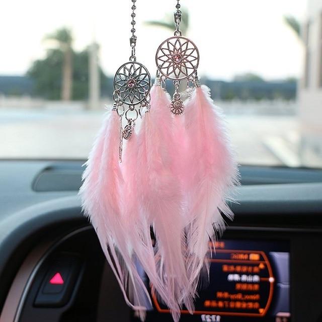 Car Pendant Accessories Hand-woven Pendant Feather Dream Catcher Interior Decoration Pendant Style Home Wall Decoration Feather