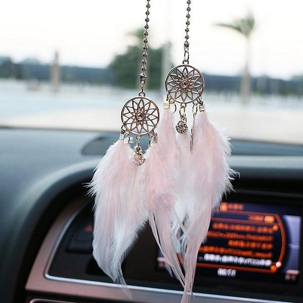 Car Pendant Accessories Hand-woven Pendant Feather Dream Catcher Interior Decoration Pendant Style Home Wall Decoration Feather