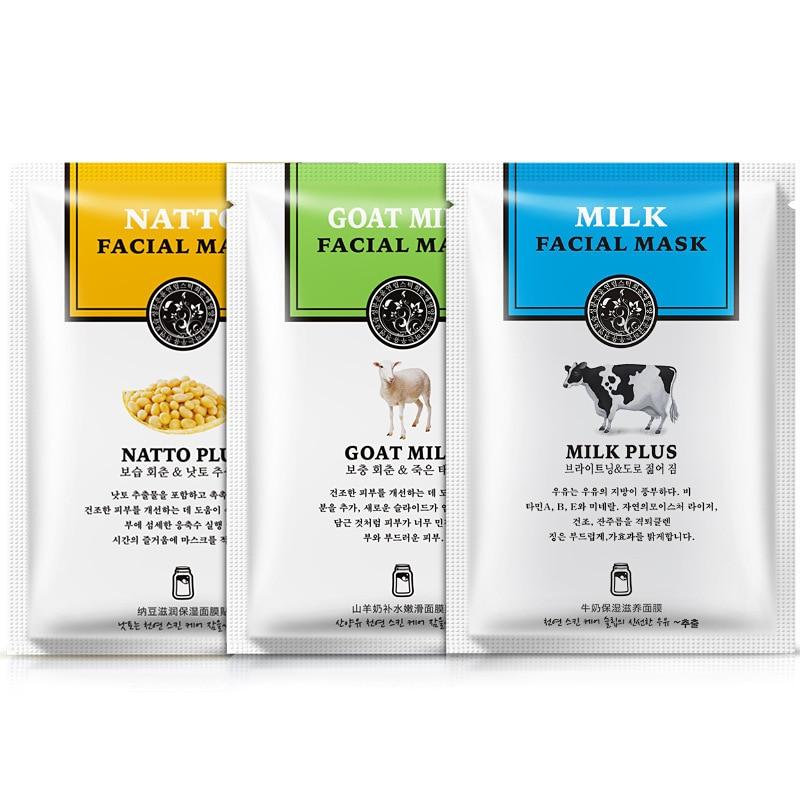 HanChan 1Pcs Natto Extract Face Mask Fresh milk extract Facial Masks Moisturizing anti acne aging whitening Skin Care Mask