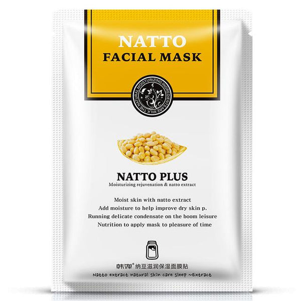 HanChan 1Pcs Natto Extract Face Mask Fresh milk extract Facial Masks Moisturizing anti acne aging whitening Skin Care Mask