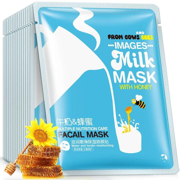 Images 1Pcs Milk and Honey Hydrating Moisturizing Mild Repair Facial Skin oil control Sheet Mask For Face Brightening Nourishing