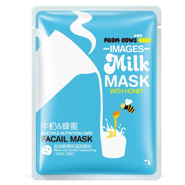 Images 1Pcs Milk and Honey Hydrating Moisturizing Mild Repair Facial Skin oil control Sheet Mask For Face Brightening Nourishing