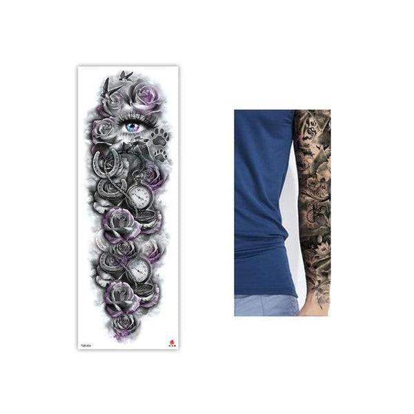 Full Flower Temporary Tattoo Sticker Arm Fake Tattoo Sticker Skull Lion Dragon Body Paint Waterproof Transfer Fake Tattoo Sleeve