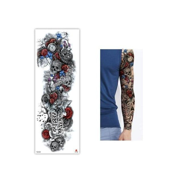 Full Flower Temporary Tattoo Sticker Arm Fake Tattoo Sticker Skull Lion Dragon Body Paint Waterproof Transfer Fake Tattoo Sleeve