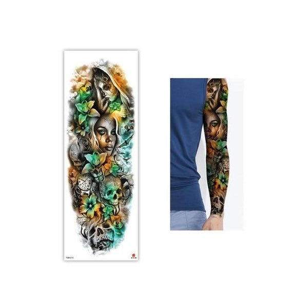 Full Flower Temporary Tattoo Sticker Arm Fake Tattoo Sticker Skull Lion Dragon Body Paint Waterproof Transfer Fake Tattoo Sleeve