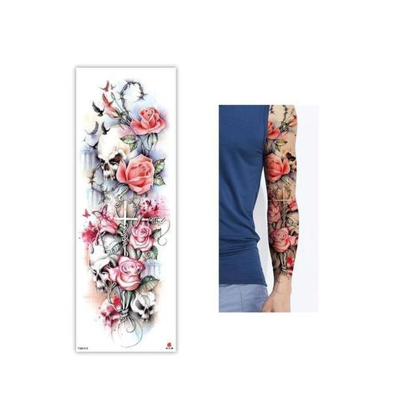 Full Flower Temporary Tattoo Sticker Arm Fake Tattoo Sticker Skull Lion Dragon Body Paint Waterproof Transfer Fake Tattoo Sleeve