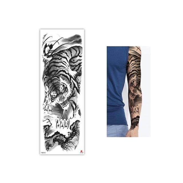 Full Flower Temporary Tattoo Sticker Arm Fake Tattoo Sticker Skull Lion Dragon Body Paint Waterproof Transfer Fake Tattoo Sleeve
