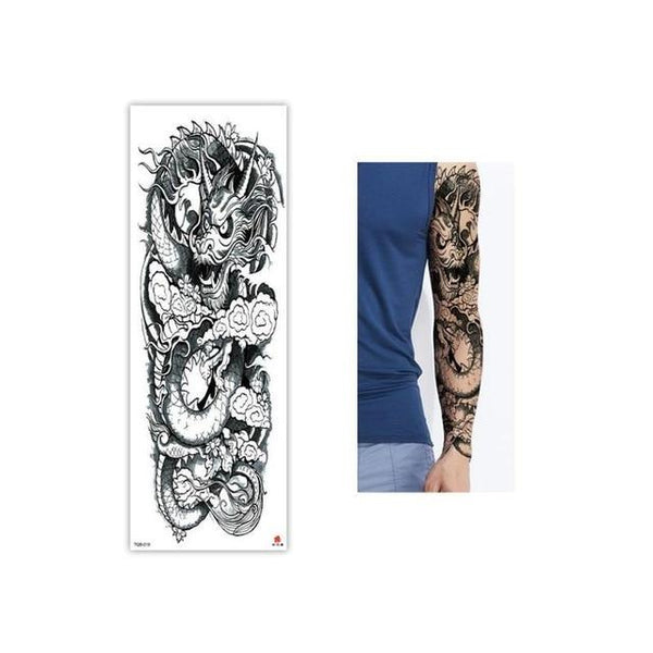 Full Flower Temporary Tattoo Sticker Arm Fake Tattoo Sticker Skull Lion Dragon Body Paint Waterproof Transfer Fake Tattoo Sleeve
