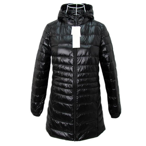 BOoDinerinle Ultra Light Down Jacket Women Long Down Coat Ultra Thin Down Jacket Woman Hooded Duck Down Jacket Women Winter Coat