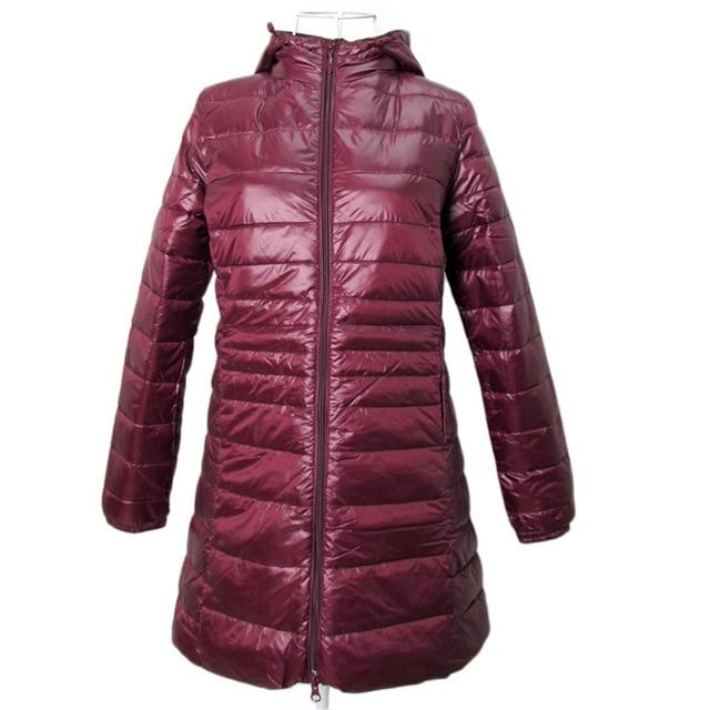 BOoDinerinle Ultra Light Down Jacket Women Long Down Coat Ultra Thin Down Jacket Woman Hooded Duck Down Jacket Women Winter Coat