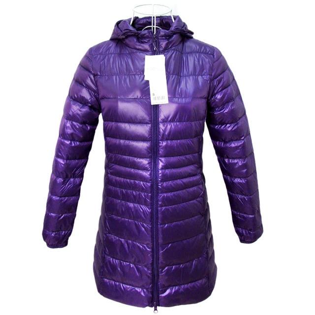 BOoDinerinle Ultra Light Down Jacket Women Long Down Coat Ultra Thin Down Jacket Woman Hooded Duck Down Jacket Women Winter Coat