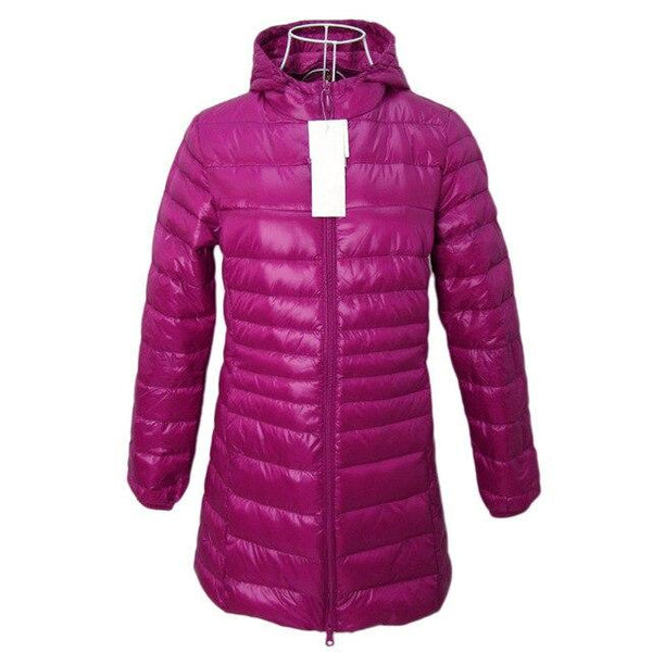 BOoDinerinle Ultra Light Down Jacket Women Long Down Coat Ultra Thin Down Jacket Woman Hooded Duck Down Jacket Women Winter Coat