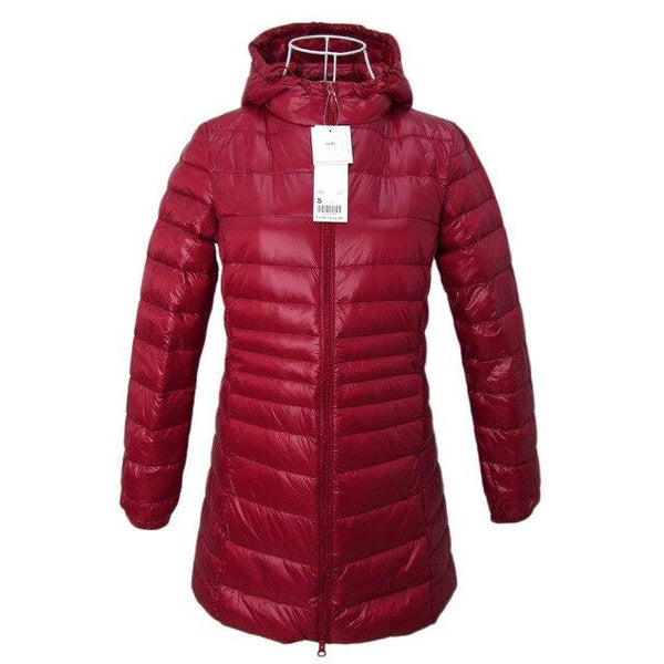 BOoDinerinle Ultra Light Down Jacket Women Long Down Coat Ultra Thin Down Jacket Woman Hooded Duck Down Jacket Women Winter Coat