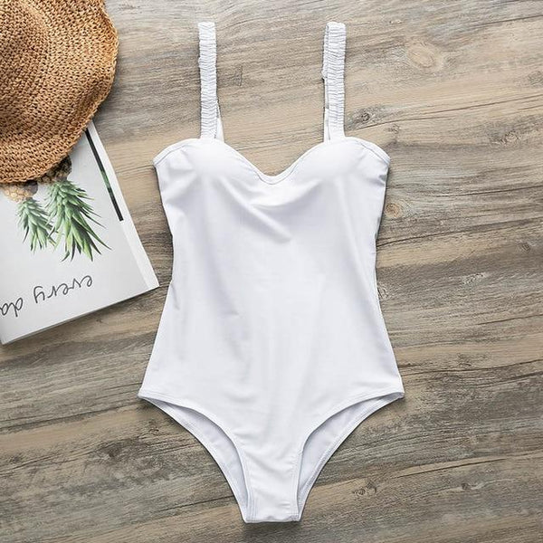 Turmeric Sexy bodysuits one piece Push up sexy bikini 2019 White vintage swimsuit women swimwear underwire Monokini Beach wear